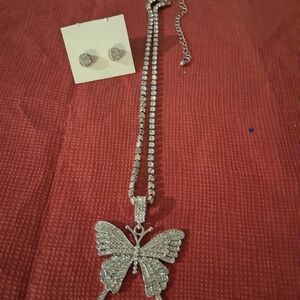 Dazzling Silver Butterfly Jewelry Set